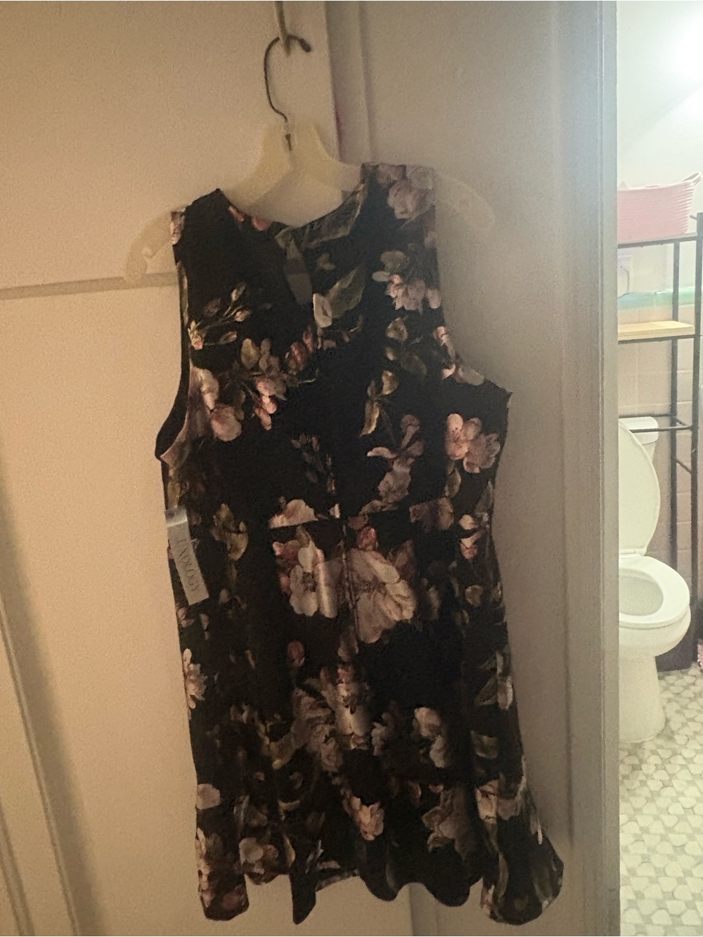 Luxology Black Floral Sleeveless A-Line Dress - Picture 2 of 4